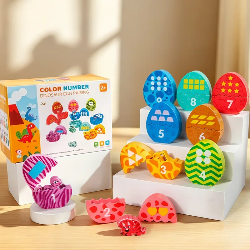 Children Educational Dinosaur Egg Matching Game Kindergarten Early Education Color Number Recognition Wooden Toddler Toys Gifts