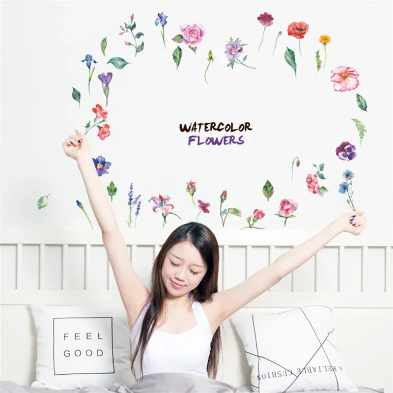 DIY Multiple Color Rose Flower Wall Sticker for Children Bedroom Nursery Stickers Kitchen Cabinet Decals Small Size Mural Art