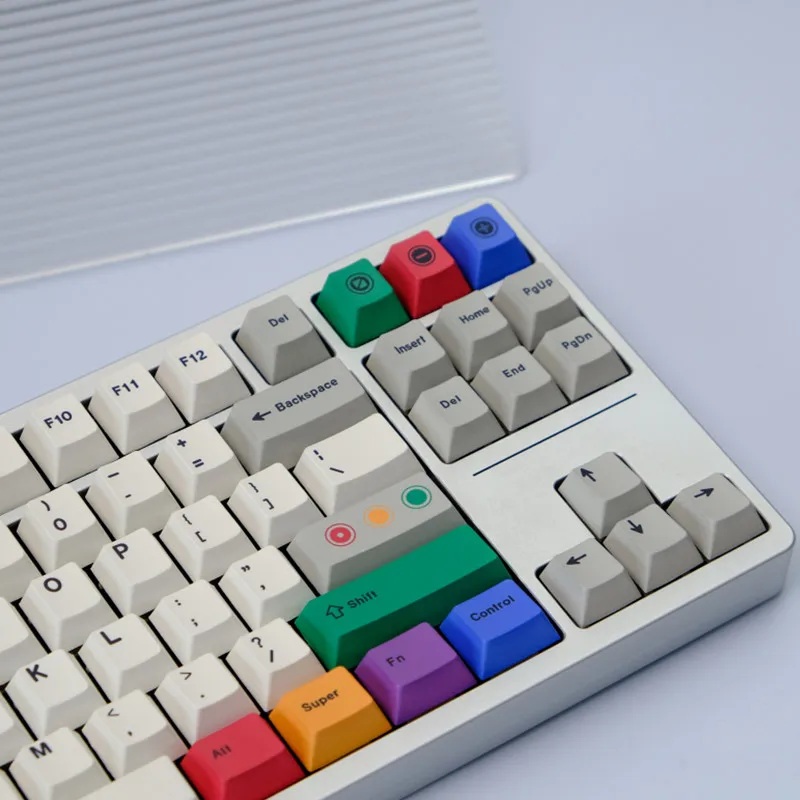 129 Key White Light PBT Material Dye Sublimation Cherry Profile Keycap Fits MX Switch 61/64/68/75/86/98/104 Mechanical Keyboard