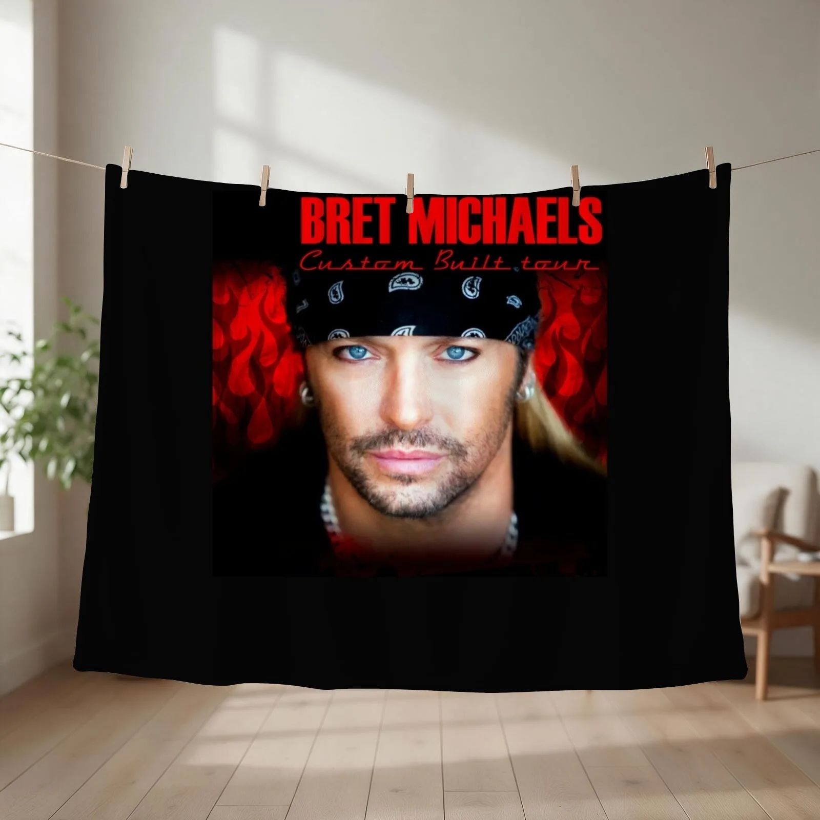 Bret Michaels Face Tour 2019 Dedekyo 5 Throw Blanket couch cozy soft plush fuzzy picnic outdoor blanket