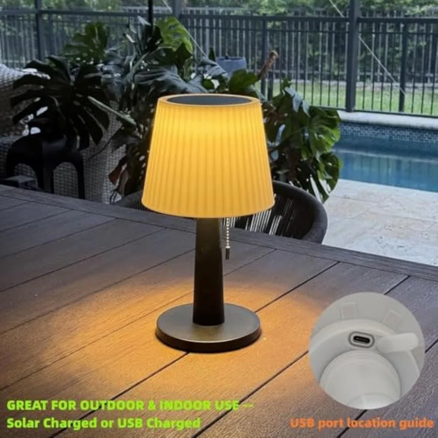Solar Table Lamps Outdoor Indoor - Mothers Gifts 3 Lighting Modes 4000mAh Eye-Caring LED Waterproof Cordless Solar Desk Lamp wi view 2