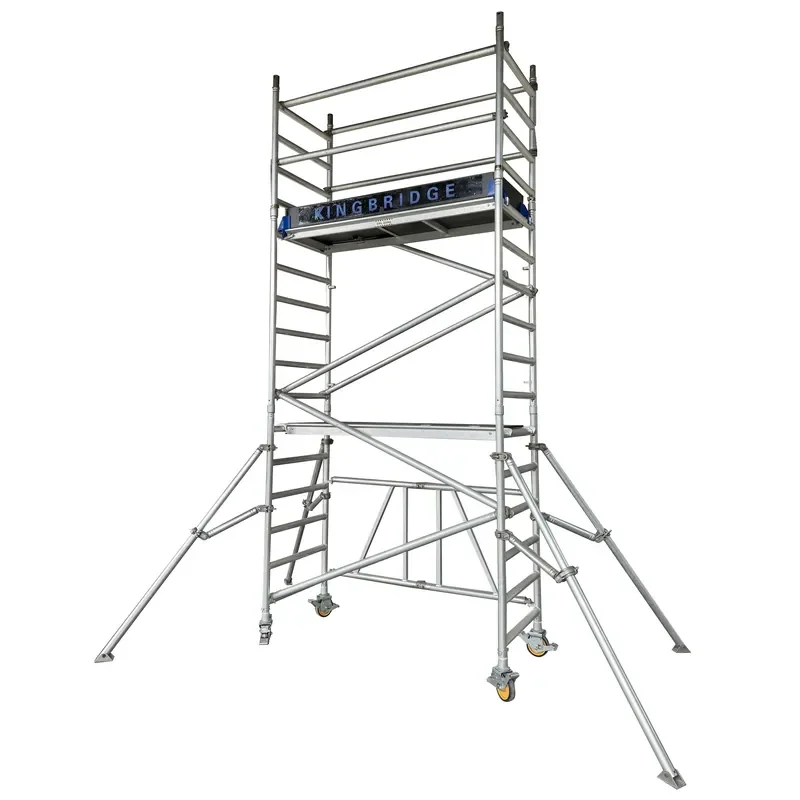 Kingbridge Movable Aluminum Scaffold Standing Height V Fold Design Industrial Folding Scaffold for Building Construction