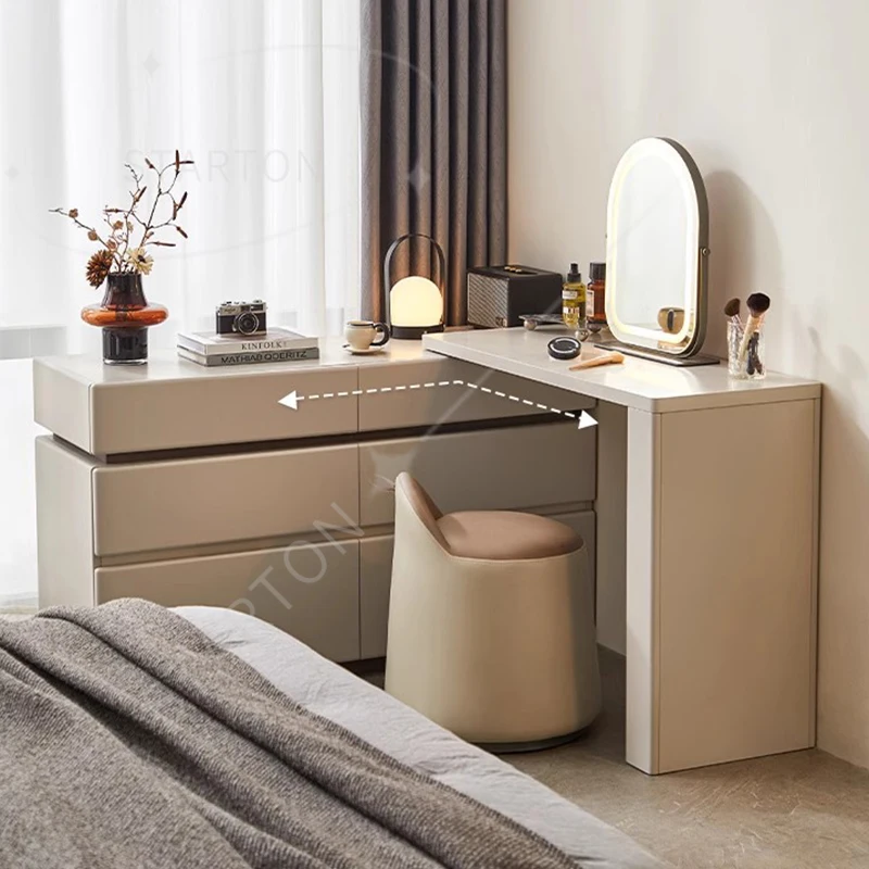 Mirror Makeup Bedroom Drawers Beauty Shelf Dressing Table Cute Organizer Vestidores Unique Furniture