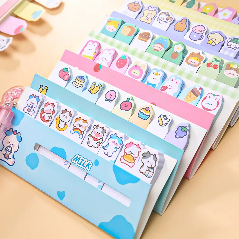 Kawaii Cartoon Animal Sticky Notes Creative Flower Rabbit Bear Memo Pads Reading Index Sticker Stationery School Office Supplies