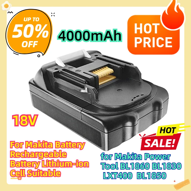 

For Makita 18V Battery Rechargeable Battery Lithium-ion Cell Suitable for Makita Power Tool BL1860 BL1830 LXT400 BL1850