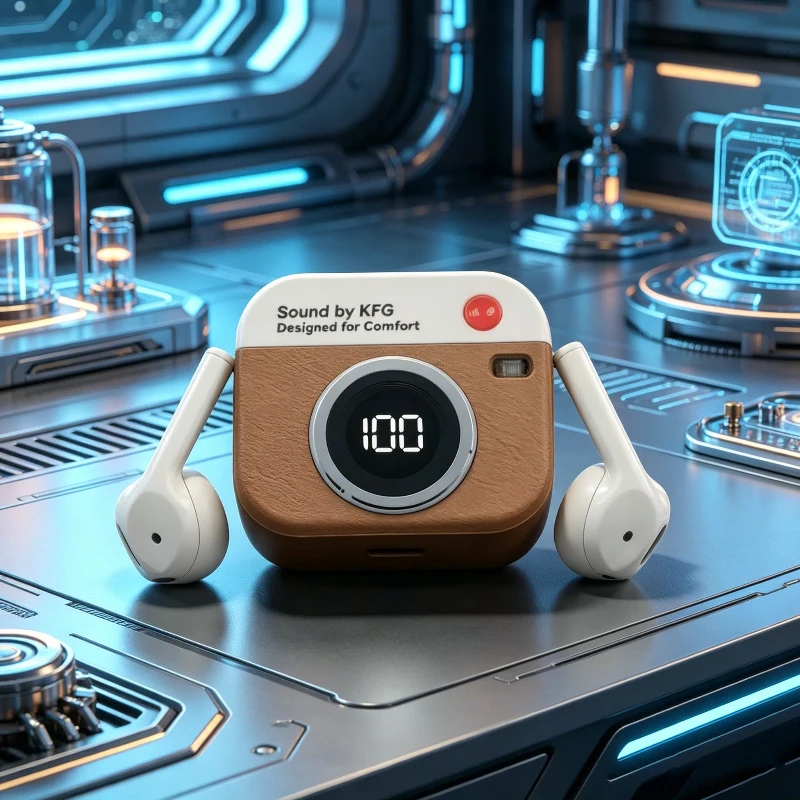 New Q86 Retro Camera Shaped Wireless Bluetooth Earphones Intelligent Noise Reduction Earbuds Sports In Ear Gaming Headphones