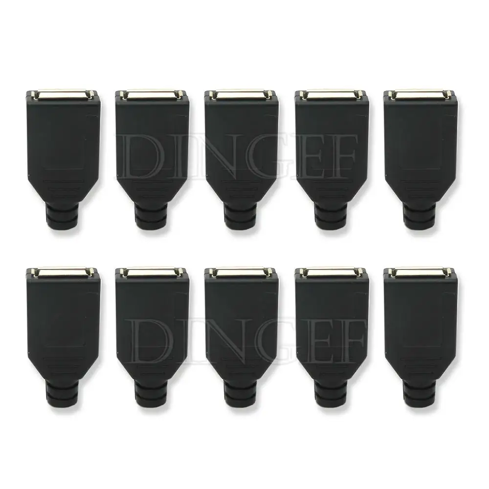 10pcs Type A Male Female USB 4 Pin Plug Socket Connector With Black Plastic Cover Type-A DIY Kits