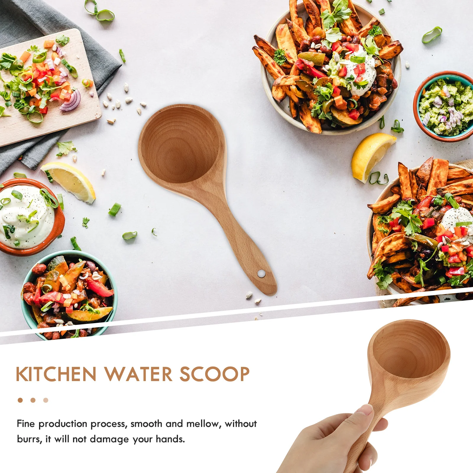1 قطعة مغرفة المياه خشب الزان غرفة ساونا ملعقة سهلة الاستخدام وسهلة التنظيف أدوات المائدة الخشبية العملية