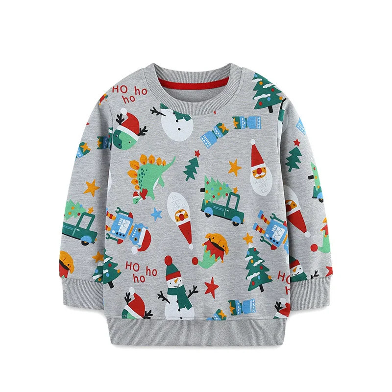 Kids Christmas Print Sweaters Autumn Winter Boys Girls Warm Knit Pullover Xmas Casual Knitwear Tops Children Clothing 2-7 Years