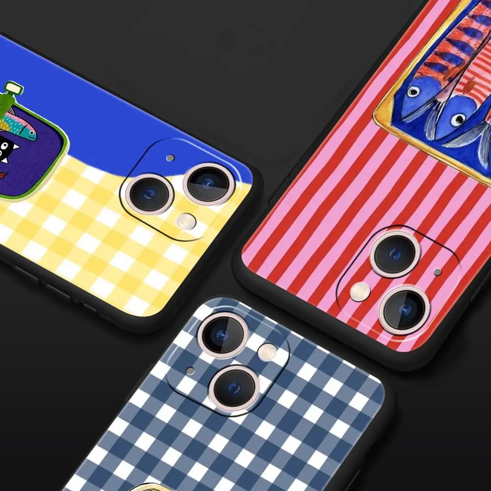 Phone Case For iPhone 17 16e 15 14 13 12 11 Pro Max SE 7 8 Plus Colorful Sardine Fish Striped For iPhone 16 TPU Protect Cover
