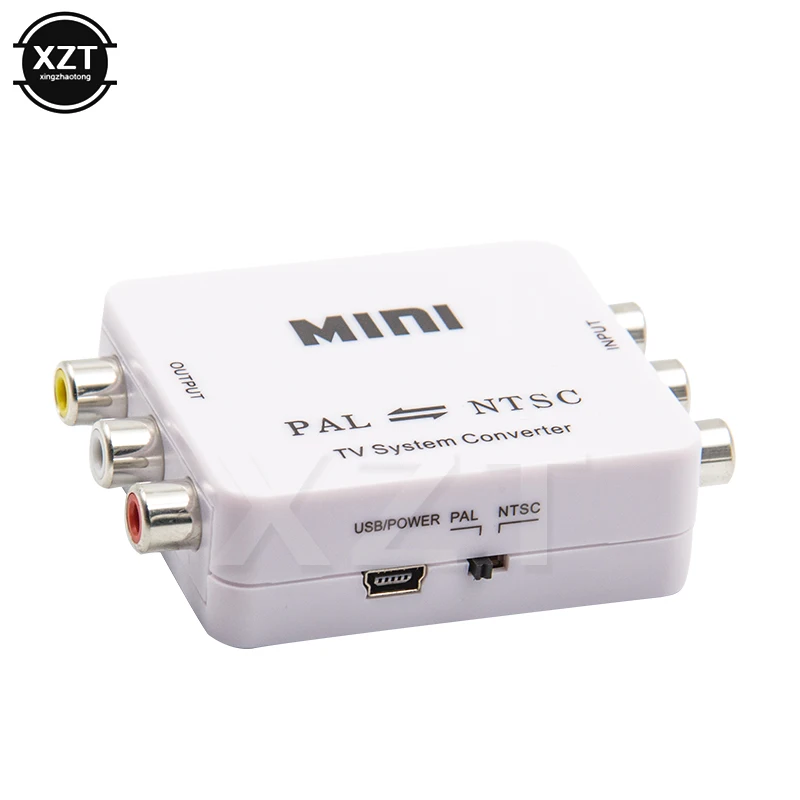 New White Box PAL NTSC SECAM to NTSC PAL TV Video System Converter Switcher Adapter AV CVBS Audio Converter