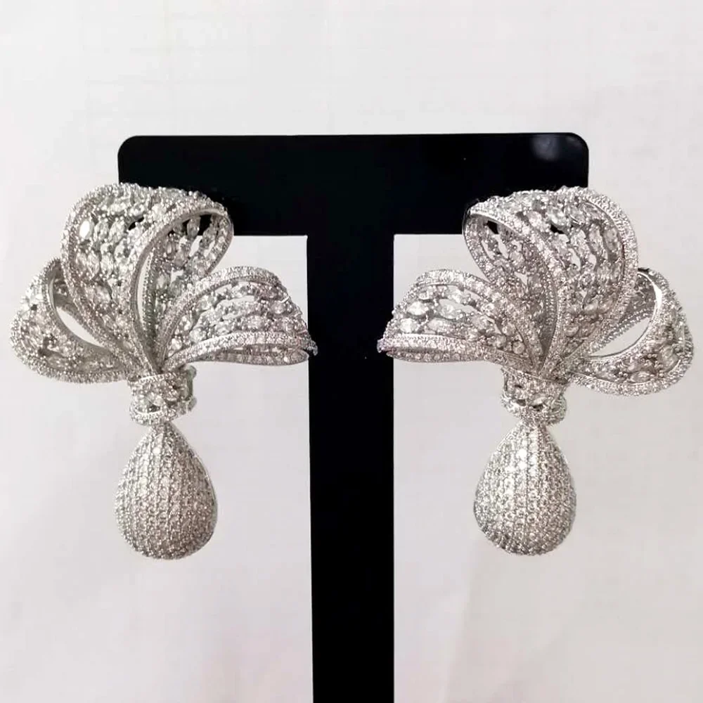 

missvikki New Big Bowknot Earring for Women Full Micro CZ Cubic Zircon Famous Luxury Charm Dubai Wedding Indian Bohemia Earrings