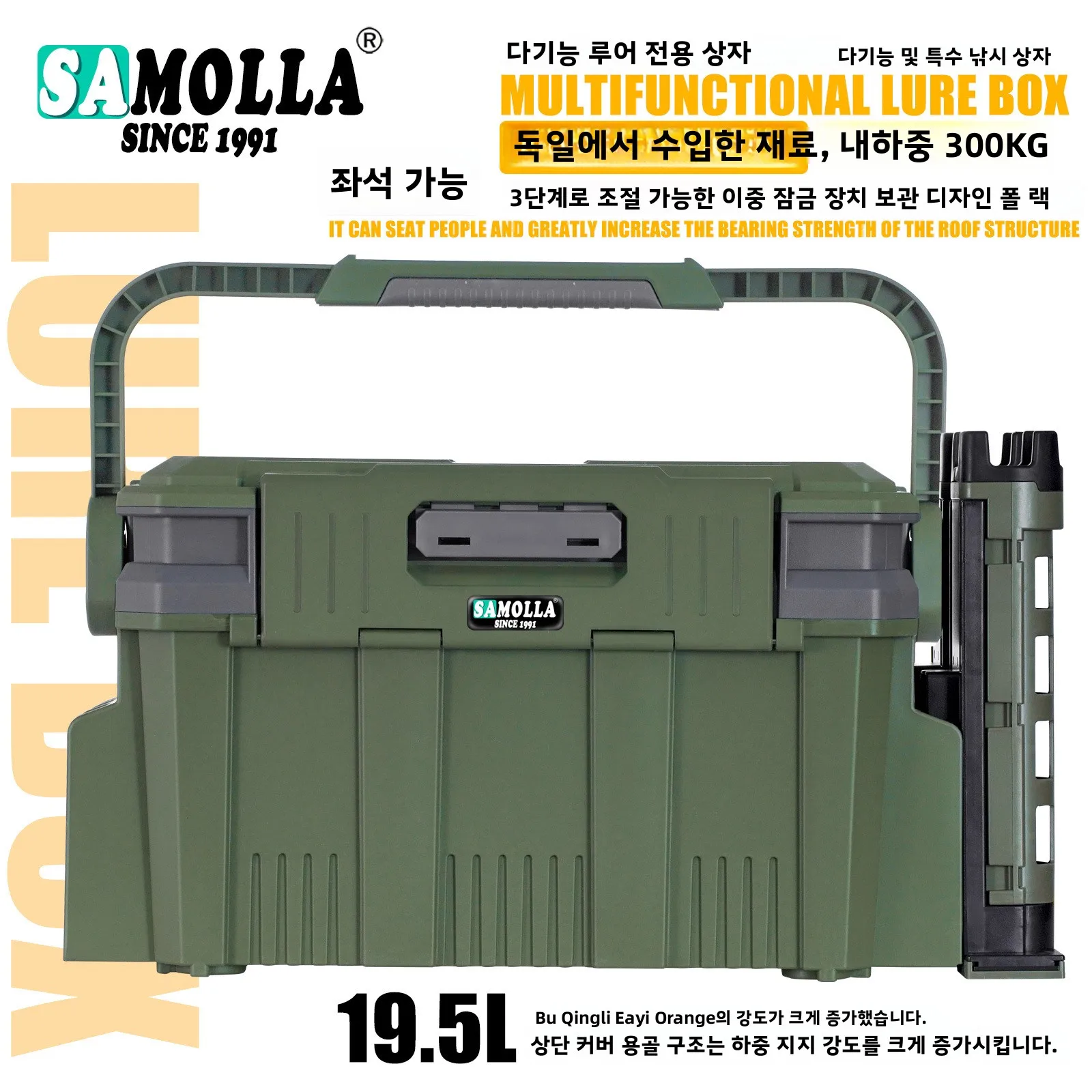 新しい大型釣り収納ボックスセット多層ルアーオーガナイザーデュアルロッドホルダーカップホルダーバレルコンパートメント海釣り