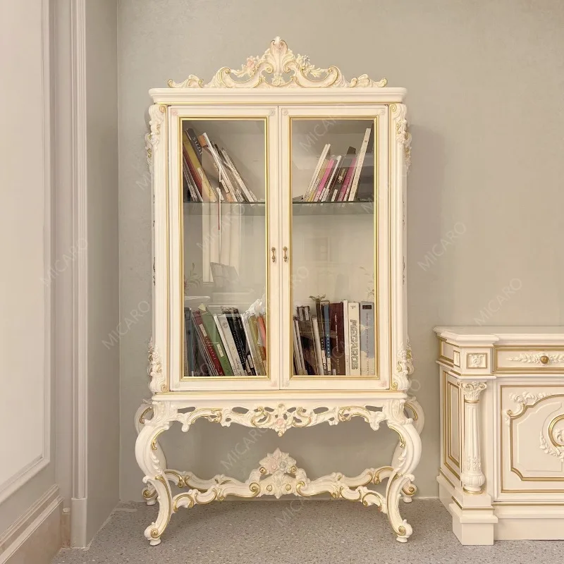Luxury Classic Wood Glass Double Door Display Case Bar Wine Display Case