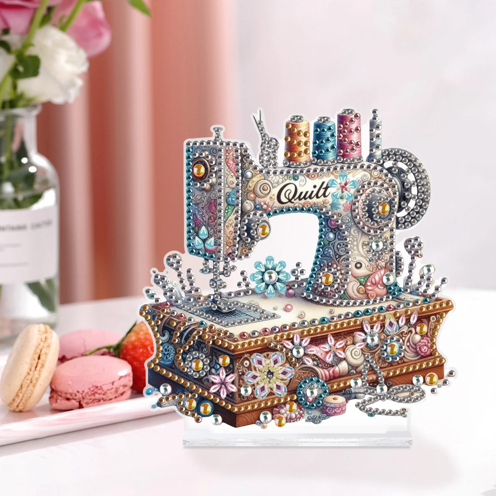 Diamond Art Painting Desktop Ornament Kits for Adults,sewing machine DIY Special Shape Diamond Art Tabletop Decor for Home Gift