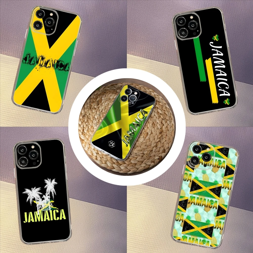 Jamaica Jamaican Flag  Phone Case for iphone 16 15 14 13 12 Pro Mini 11 Max Xr X Xs 8 Plus Transparent Cover