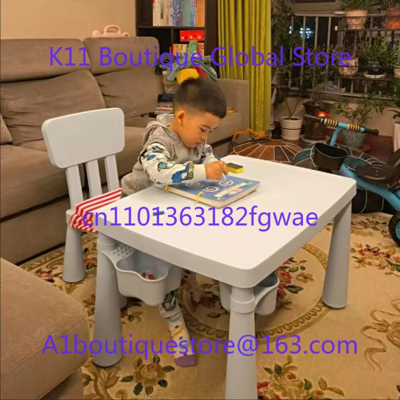 طقم طاولة وكرسي للأطفال لرياض الأطفال، مكتب تعلم الطفل، طاولة وكرسي بلاستيكي مربع سميك ومتعدد الوظائف
