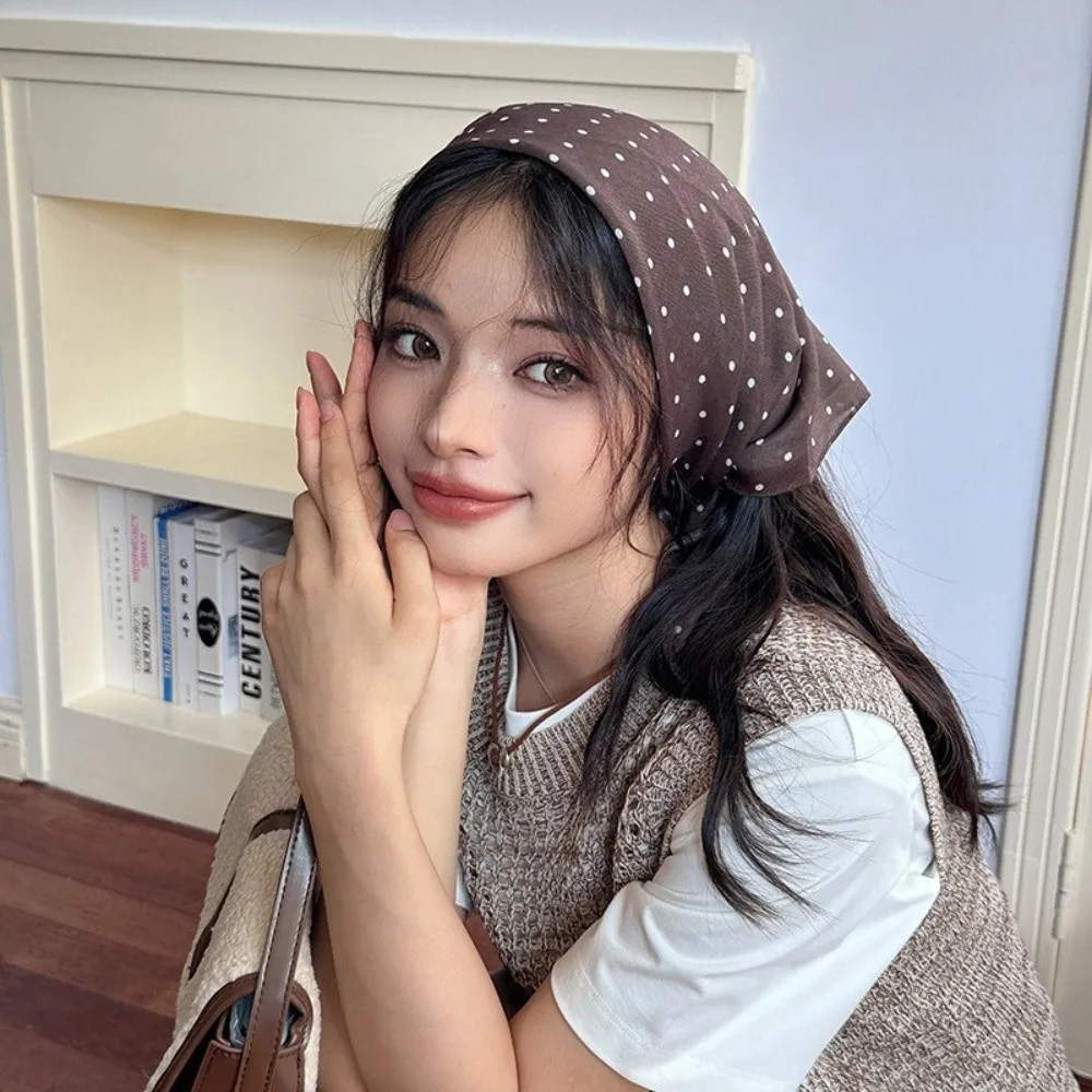 

Fashion Polka Dot Hair Scarf Square Thin Hair Band Imitation Silk Waist Butt Curtain Hair Tie