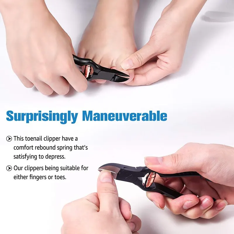 New Design Black Toenail Clippers Heavy Duty Thick Nail Clippers Stainless Steel Podiatry Ingrown Manicure Tools Wholesale