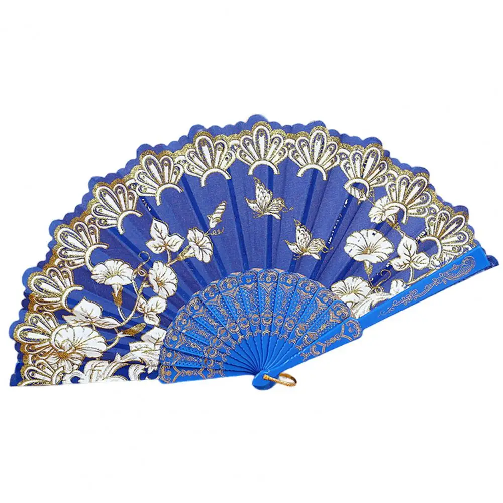 Retro Chinese Style Folding Fan Hand Held Fan Floral Dance Performances Party Custom Art Props Decoration Wedding Gift For Guest