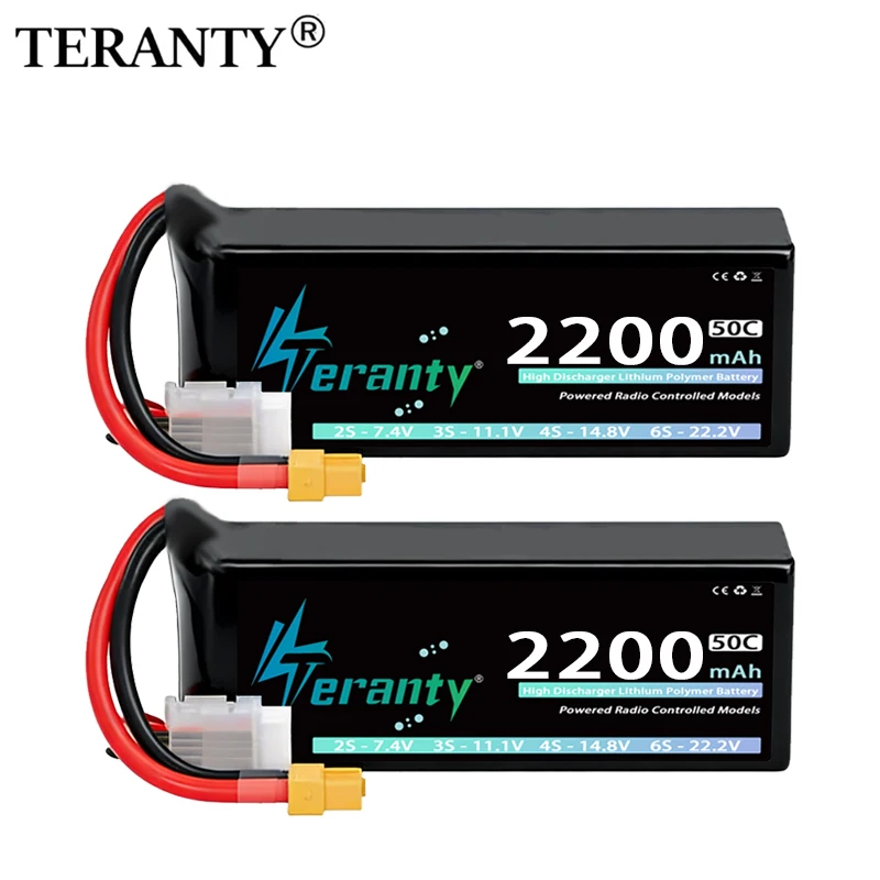 

1/2Pcs TERANTY 4S Lipo FPV Drone Battery 14.8V 2200mAh 50C Softcase with T XT60 Plug RC Car Truck Buggy Helicopter Airplane