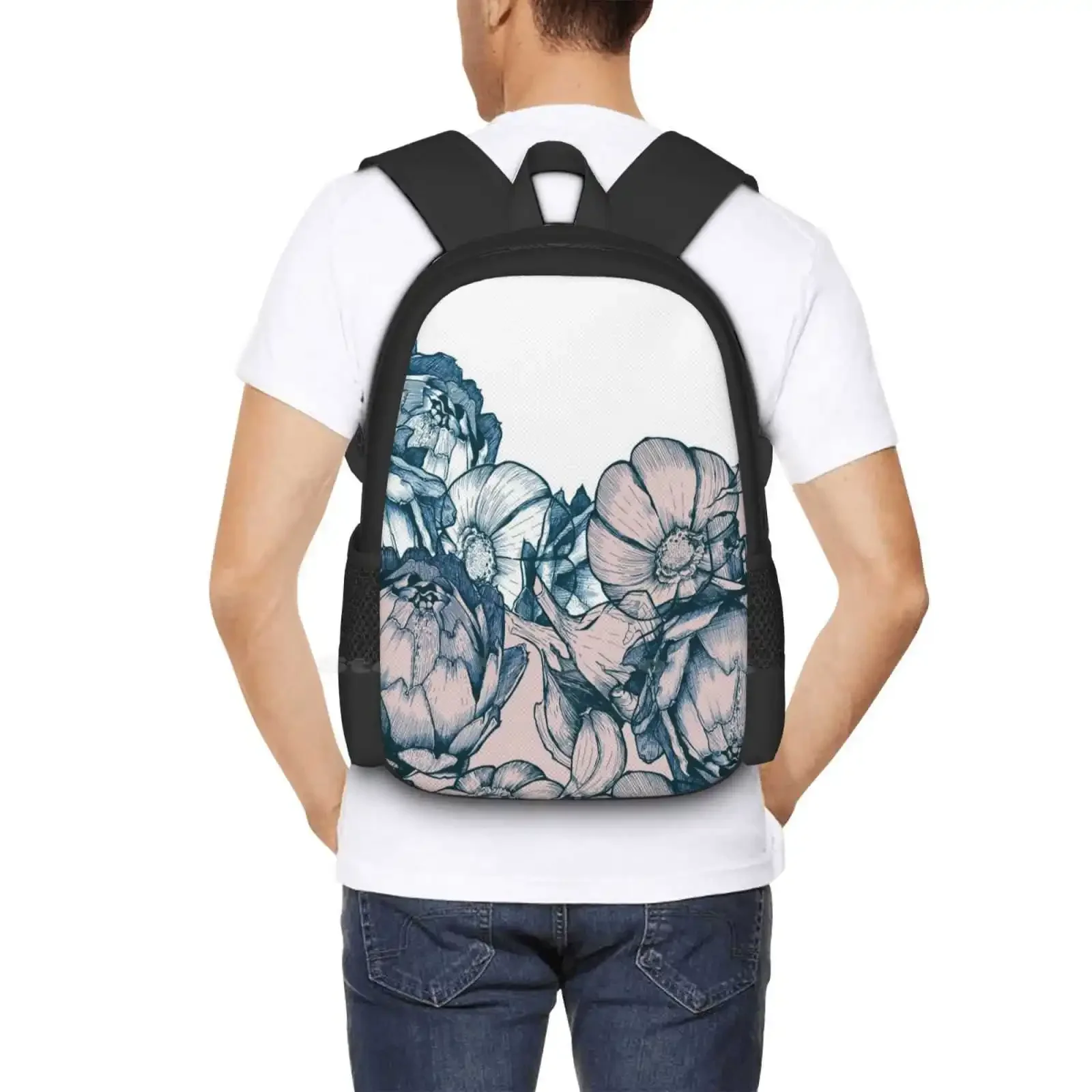 في حديقتي من الوردي والأزرق رائجة البيع حقيبة مدرسية على ظهره حقائب الموضة حديقة الثوم الأزرق الوردي نمط مادلبيلين جميل #6