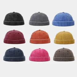 Washed Docker Beanie Brimless Cap Hat Without Visor Solid Color Retro Vintage Street Style Spring Autumn Outdoor Gorras 2024