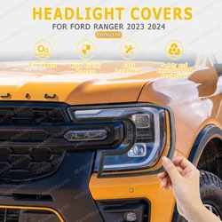 Head Lights Cover Surrounds Trim Guard For FORD RANGER 2023 2024 T9 Next Gen WILDTRAK SPORT XLT XL XLS Lamp hood Protector Cover
