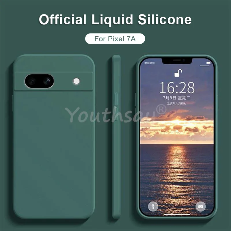 For Google Pixel 7A Case Pixel 8A 8 Pro 7A 6 Pro 6A 7 Cover Liquid Silicone TPU Soft Capa Protector Pixel 7A Case Rubber