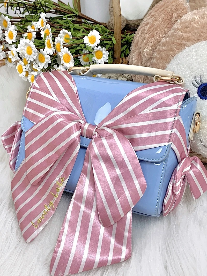 

Оригинальные женские сумки Love Knot Lolita, универсальные сумки через плечо с бантом для девочек и допамином для женщин, маленькая милая милая квадратная сумка