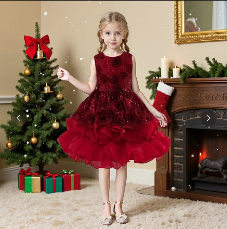 

Новогоднее платье для девочек, платье принцессы, платье для дня рождения, свадебное пышное платье подружки невесты, детское платье для выпускной церемонии