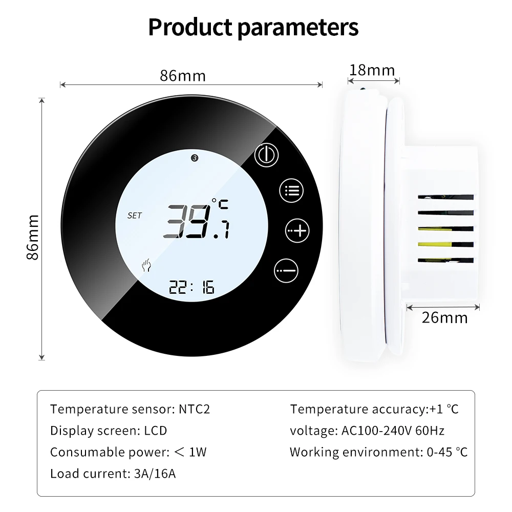 Termostato X7H 16A para calefacción eléctrica por suelo radiante, Sensor de temperatura inteligente, termorregulador, aplicación Tuya, WiFi