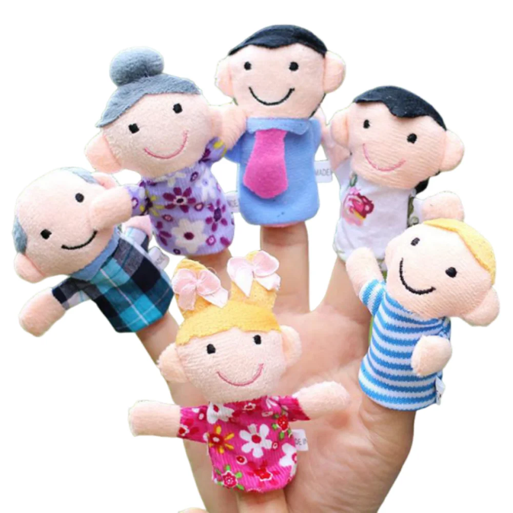 6Pcs Soft Finger Puppets Set Cloth Velvet Interactive Educational Finger Mini Cartoon Interactive Puppets Role Play
