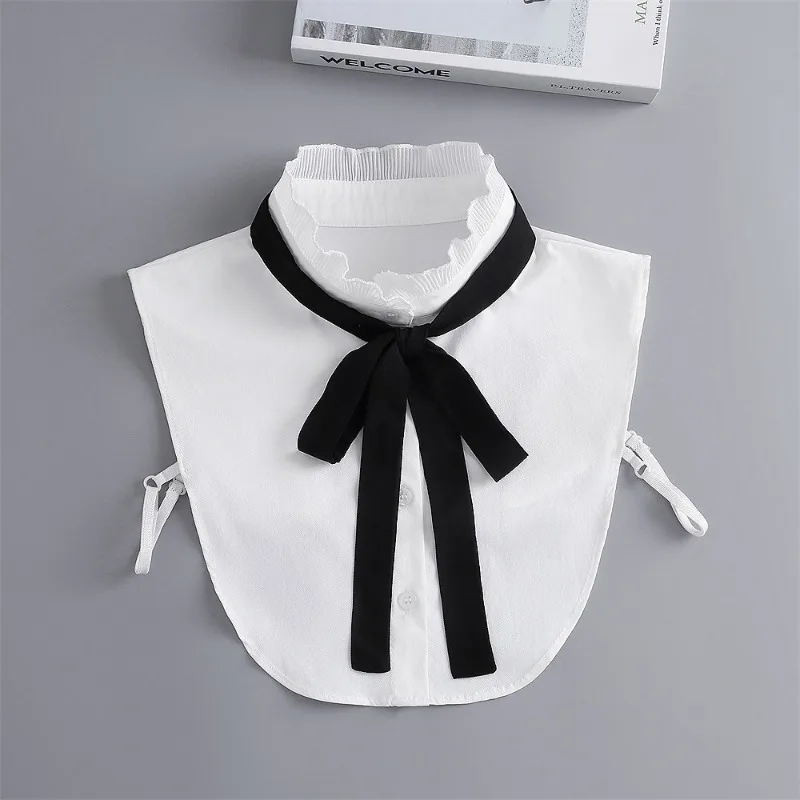 Camisa coreana con cuello falso para mujer, lazos, media camisa de imitación, blusa, collares falsos, suéter, camisa, cuellos desmontables
