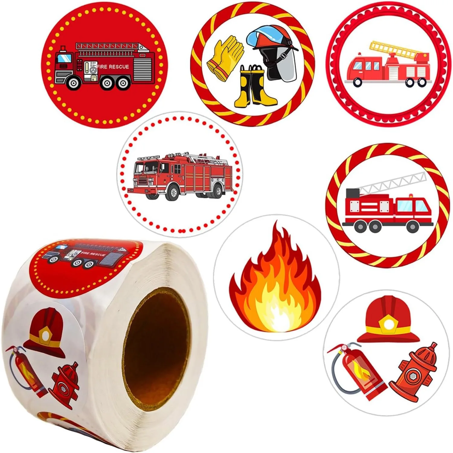 100-500pcs Fire Engine Sticker Label for Kids Toy Decoration Sealing Decals Scrapbooking DIY Gift for Children