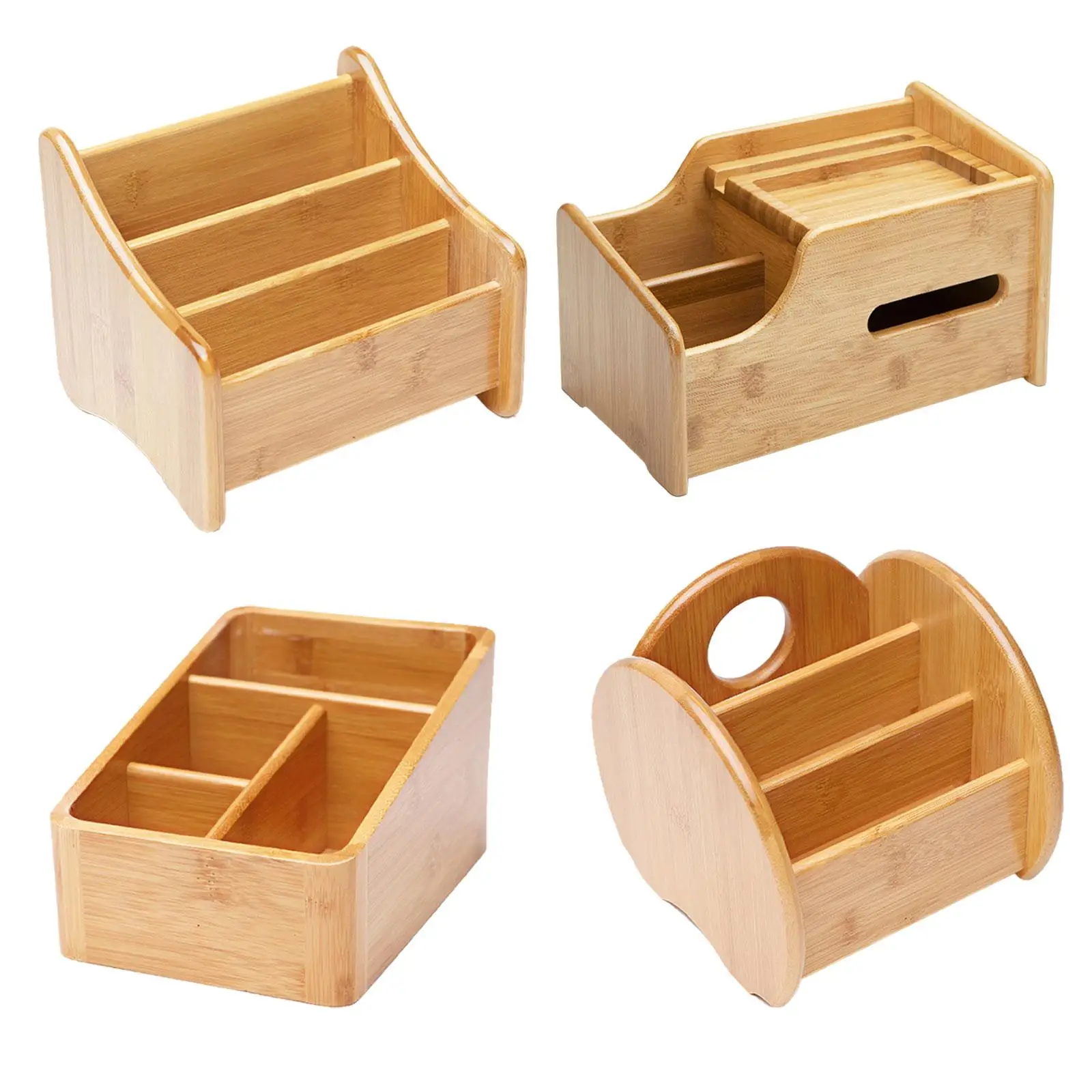 Remote Control Storage Box Bamboo Decoration for Home Living Room Kitchen