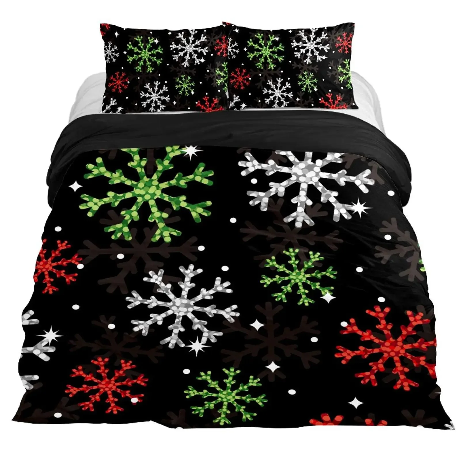 Modern Black Snowflake Duvet Cover Set, King Queen Double Full Twin Single Size Beding Set With Pillowcase 200x200 200x220 cm