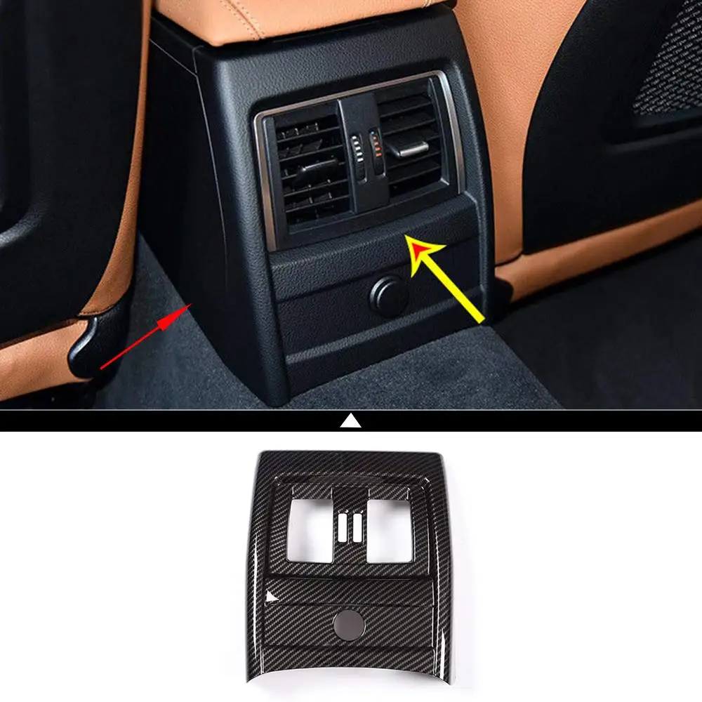 Estilo de fibra de carbono Abs cromado Interior asiento trasero cubierta de ventilación de aire acondicionado embellecedor para Bmw 3 4 Series Gt F30 F34 2013-2018