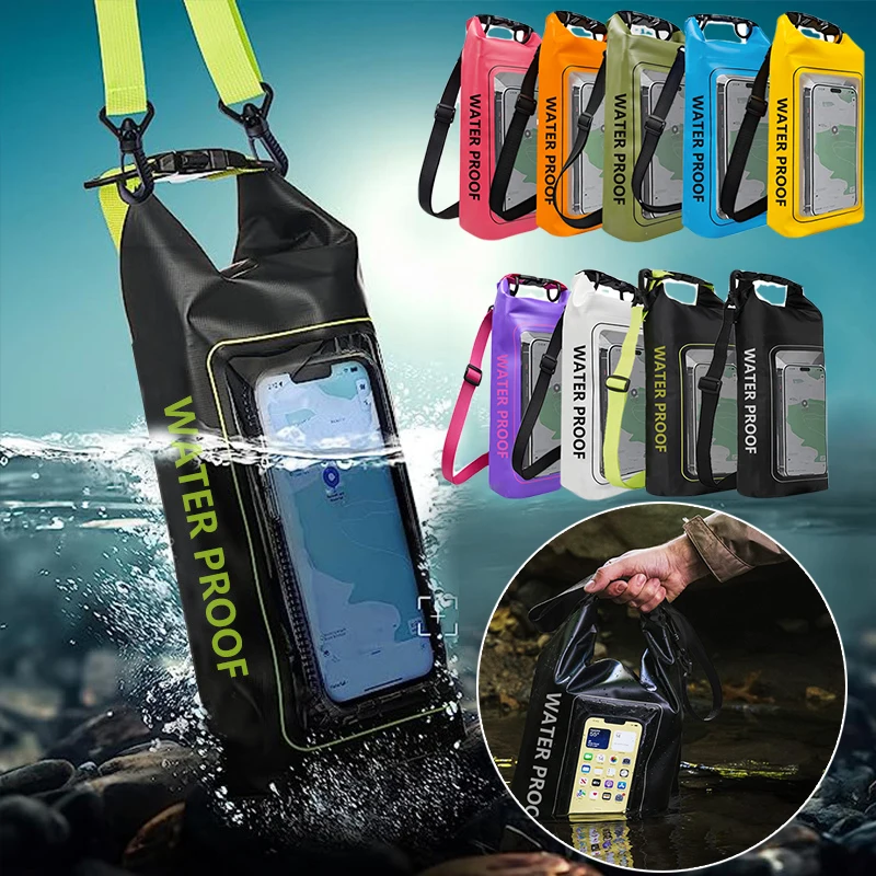 2L/5L PVC Waterproof Bag Outdoor Phone Storage Bag Large capacity Dry Bag for Trekking Drifting Rafting surf With Touch Screen