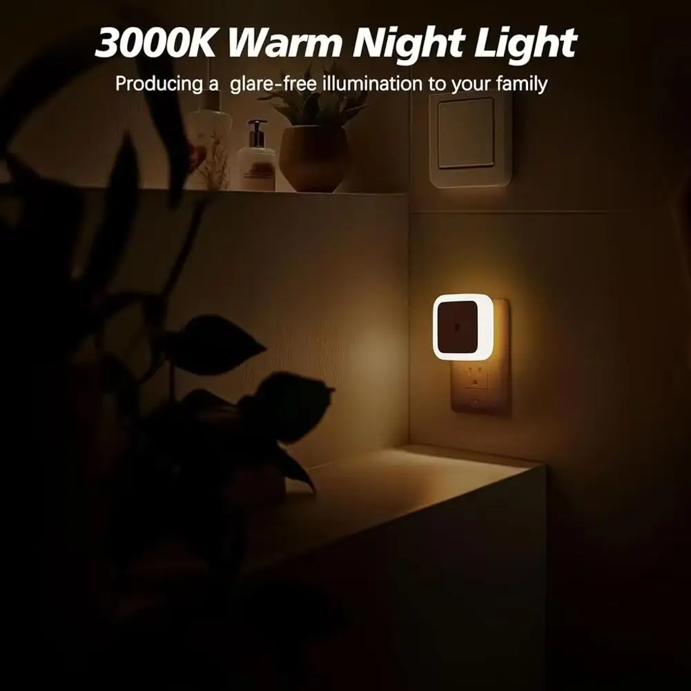 Wireless LED Night Light Mini Cute Wall Plug-in Auto Sensor Bedside Lamp For Bedroom Kid's Room Hallway Corridor Stairs EU Plug