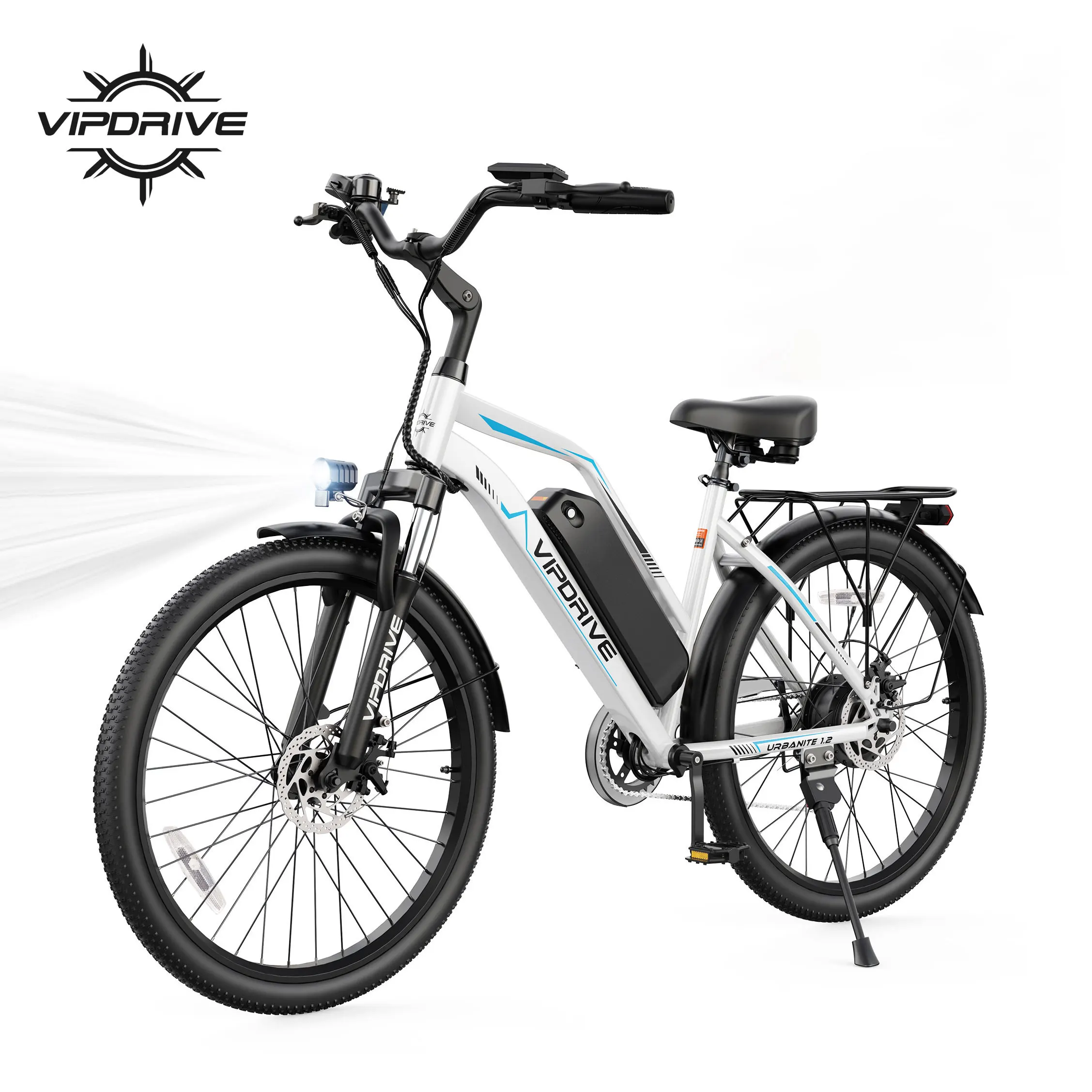 

VIPDRIVE Urbanite 1.2 Adult Electric Bike, 750W Peak Power, 48V 7.8Ah Battery, 26-inch City E-bike, UL2849