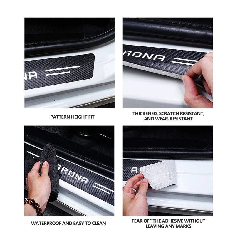 Car Door Carbon Fiber Sill Anti Scratch Protection Strip For Seat Ibiza Leon E-racer Altea Formentor FR Racing Arona view 3