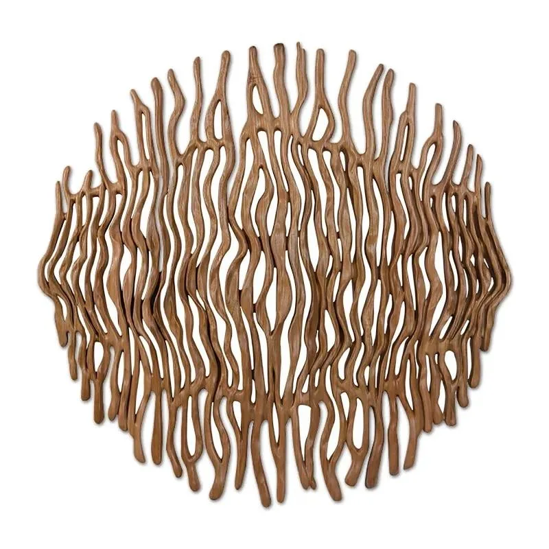 Large Abstract Skeleton Wood Carving Wall Art 3D Wooden Interior Home Decoration