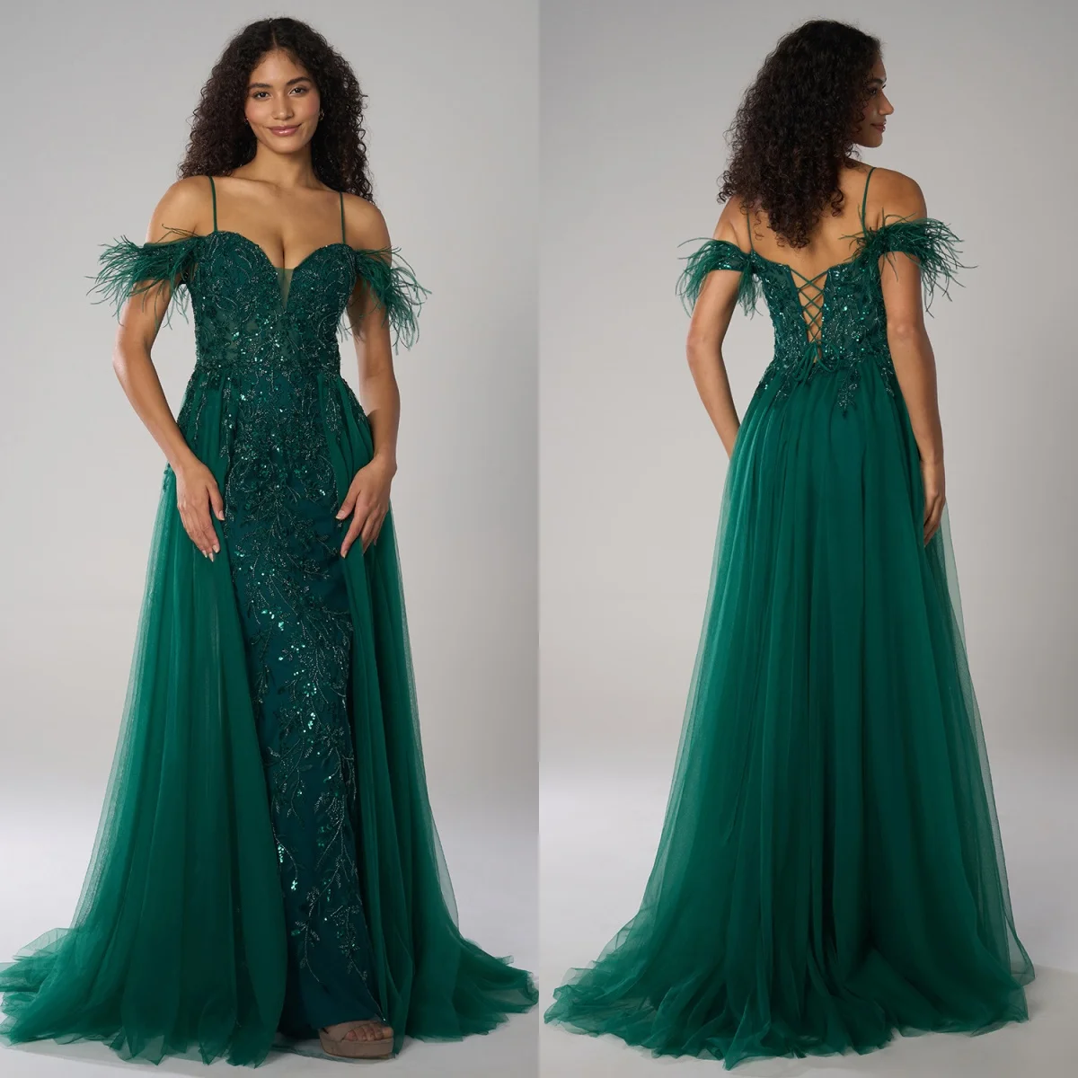 

Очаровательные изумрудные вечерние платья, роскошные перья, кружевные женские платья для выпускного вечера, гламурные платья с скользящим шлейфом, индивидуальные свадебные платья для гостей