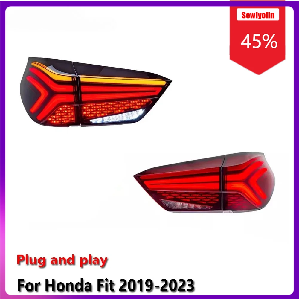 

Sewiyolin автомобильные светодиодные фонари задний фонарь в сборе для HONDA Fit 2019-2023 авто противотуманные DRL тормозной указатель поворота