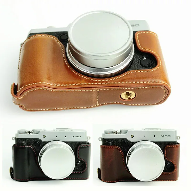 Leder schützen halbe Hülle für Fuji Fujifilm X30 Kamera