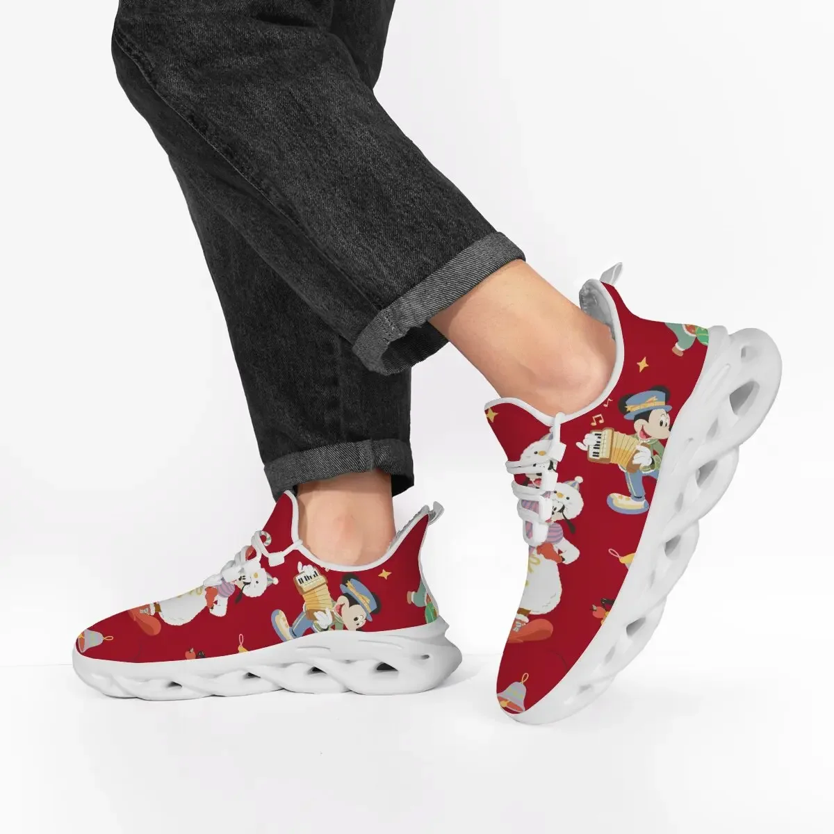 

Cartoon Mickey & Friends Sneakers Disney Outdoor Men's Shoes Fleece Lined Red Walking Sport Men Shoes Men Tenis Masculino