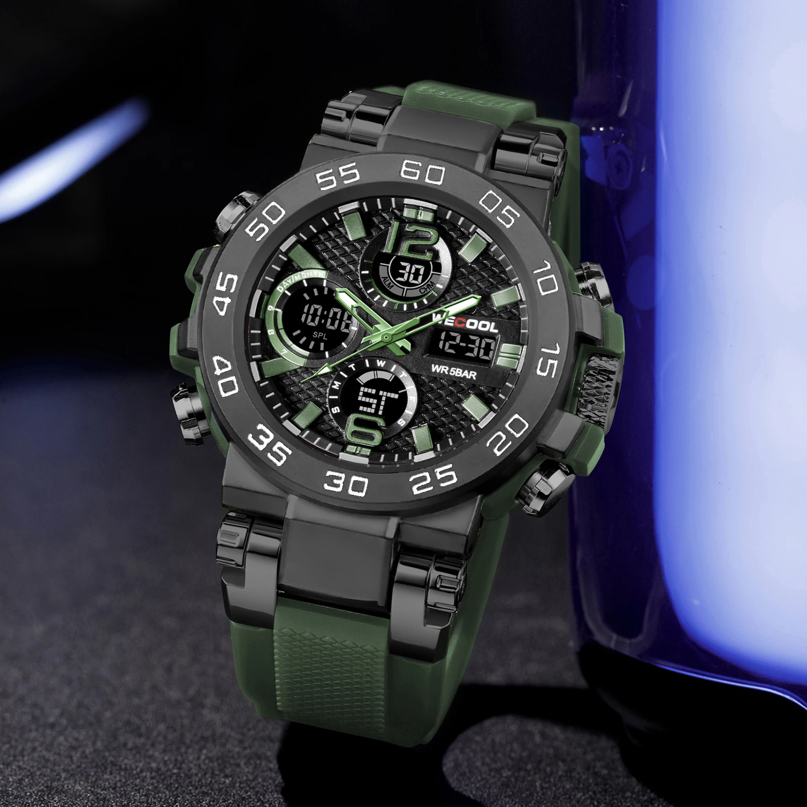 WECOOL W-822 50M Waterproof Dual Display Watch for Men - LED Backlight Alarm Chronograph Stopwatch Sport - view 3