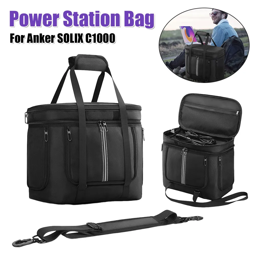 

Carrying Case for Anker SOLIX C1000 Portable Power Station Bag Protective Case Waterproof Anti-drop with Shoulder Strap & Handle