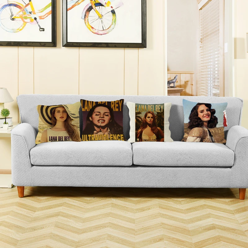 Retro Lana Del Rey Pillow Cover Home Decor Singer Poster Print Cushion Decoration Decorative Sofa Throw Pillow Case